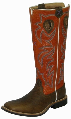 Twisted X CBK0003 for $99.99 Children's Square Toe Western Boot with Brown Glazed Pebble Leather Foot and a New Wide Toe